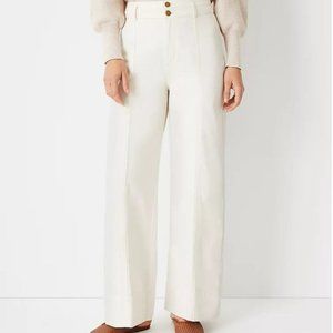 Ann Taylor High Rise Palazzo Jeans In Ecru